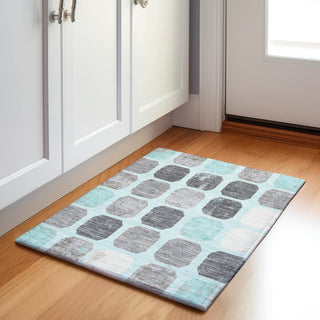 Piper Looms Chantille Geometric ACN1950 Teal Machine Washable Area Rug Scatter Lifestyle Image Feature