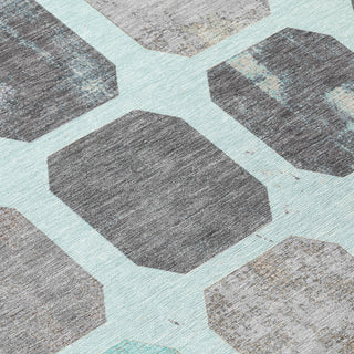 Piper Looms Chantille Geometric ACN1950 Teal Machine Washable Area Rug Swatch Image