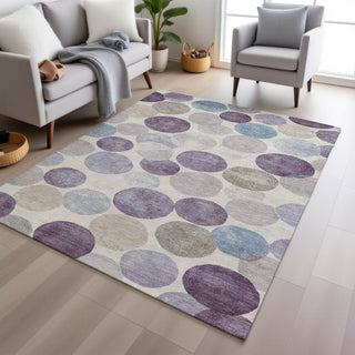 Piper Looms Chantille Geometric ACN1951 Plum Machine Washable Area Rug Lifestyle Image Feature