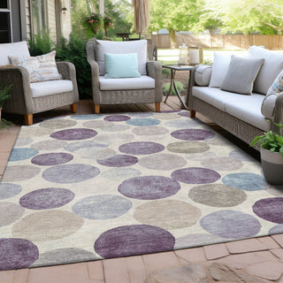 Piper Looms Chantille Geometric ACN1951 Plum Machine Washable Area Rug Outdoor Lifestyle Image Feature