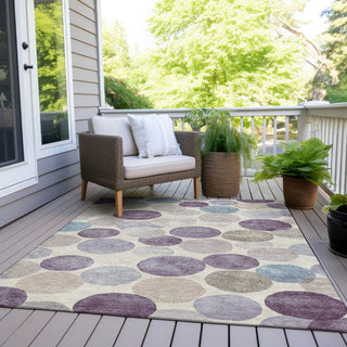Piper Looms Chantille Geometric ACN1951 Plum Machine Washable Area Rug Outdoor Lifestyle Image Feature