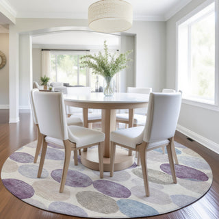 Piper Looms Chantille Geometric ACN1951 Plum Machine Washable Area Rug Round Lifestyle Image Feature