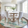 Piper Looms Chantille Geometric ACN1951 Teal Machine Washable Area Rug Round Lifestyle Image Feature