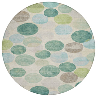 Piper Looms Chantille Geometric ACN1951 Teal Machine Washable Area Rug Round Main Image