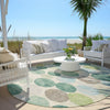 Piper Looms Chantille Geometric ACN1951 Teal Machine Washable Area Rug Round Outdoor Lifestyle Image Feature