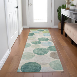 Piper Looms Chantille Geometric ACN1951 Teal Machine Washable Area Rug Runner Lifestyle Image Feature