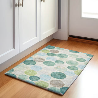 Piper Looms Chantille Geometric ACN1951 Teal Machine Washable Area Rug Scatter Lifestyle Image Feature