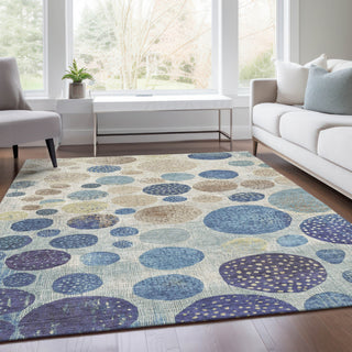 Piper Looms Chantille Geometric ACN1952 Navy Machine Washable Area Rug Lifestyle Image Feature