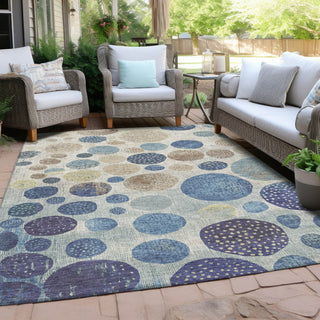 Piper Looms Chantille Geometric ACN1952 Navy Machine Washable Area Rug Outdoor Lifestyle Image Feature