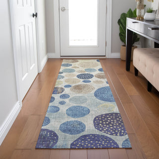Piper Looms Chantille Geometric ACN1952 Navy Machine Washable Area Rug Runner Lifestyle Image Feature