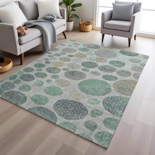 Piper Looms Chantille Geometric ACN1952 Sage Machine Washable Area Rug Lifestyle Image Feature