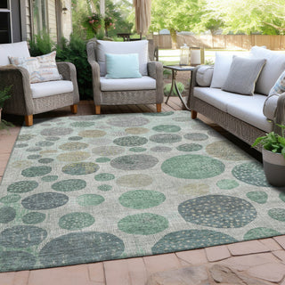 Piper Looms Chantille Geometric ACN1952 Sage Machine Washable Area Rug Outdoor Lifestyle Image Feature