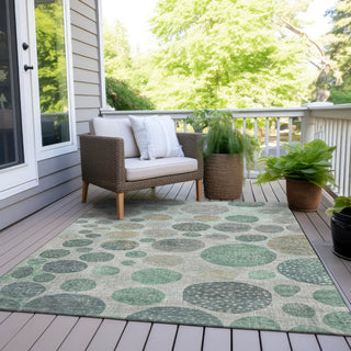 Piper Looms Chantille Geometric ACN1952 Sage Machine Washable Area Rug Outdoor Lifestyle Image Feature