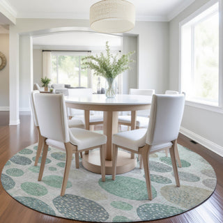 Piper Looms Chantille Geometric ACN1952 Sage Machine Washable Area Rug Round Lifestyle Image Feature