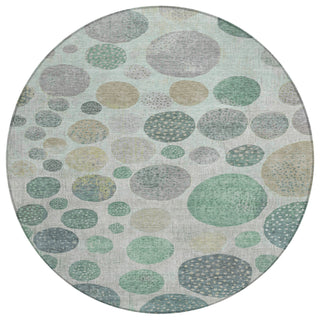 Piper Looms Chantille Geometric ACN1952 Sage Machine Washable Area Rug Round Main Image