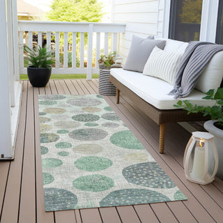Piper Looms Chantille Geometric ACN1952 Sage Machine Washable Area Rug Runner Outdoor Lifestyle Image Feature