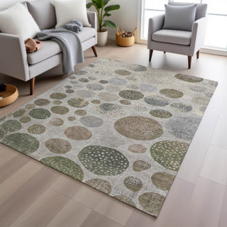 Piper Looms Chantille Geometric ACN1952 Taupe Machine Washable Area Rug Lifestyle Image Feature