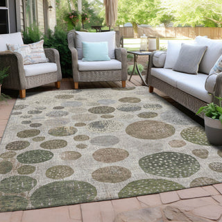 Piper Looms Chantille Geometric ACN1952 Taupe Machine Washable Area Rug Outdoor Lifestyle Image Feature