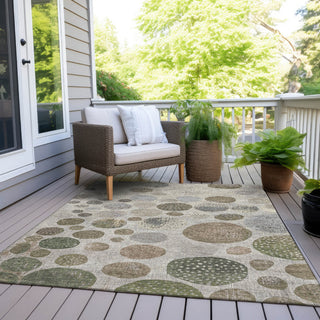 Piper Looms Chantille Geometric ACN1952 Taupe Machine Washable Area Rug Outdoor Lifestyle Image Feature