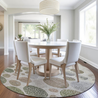 Piper Looms Chantille Geometric ACN1952 Taupe Machine Washable Area Rug Round Lifestyle Image Feature
