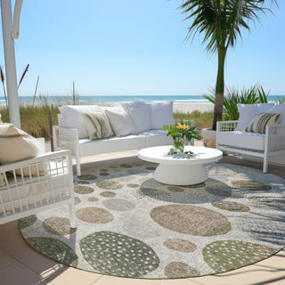 Piper Looms Chantille Geometric ACN1952 Taupe Machine Washable Area Rug Round Outdoor Lifestyle Image Feature