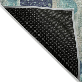 Piper Looms Chantille Geometric ACN1952 Teal Machine Washable Area Rug Backing Image
