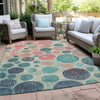 Piper Looms Chantille Geometric ACN1952 Teal Machine Washable Area Rug Outdoor Lifestyle Image Feature