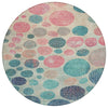 Piper Looms Chantille Geometric ACN1952 Teal Machine Washable Area Rug Round Main Image