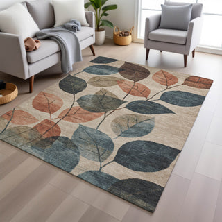 Piper Looms Chantille Floral ACN1953 Beige Machine Washable Area Rug Lifestyle Image Feature