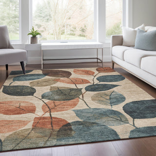 Piper Looms Chantille Floral ACN1953 Beige Machine Washable Area Rug Lifestyle Image Feature