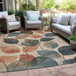 Piper Looms Chantille Floral ACN1953 Beige Machine Washable Area Rug Outdoor Lifestyle Image Feature