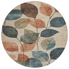Piper Looms Chantille Floral ACN1953 Beige Machine Washable Area Rug Round Main Image