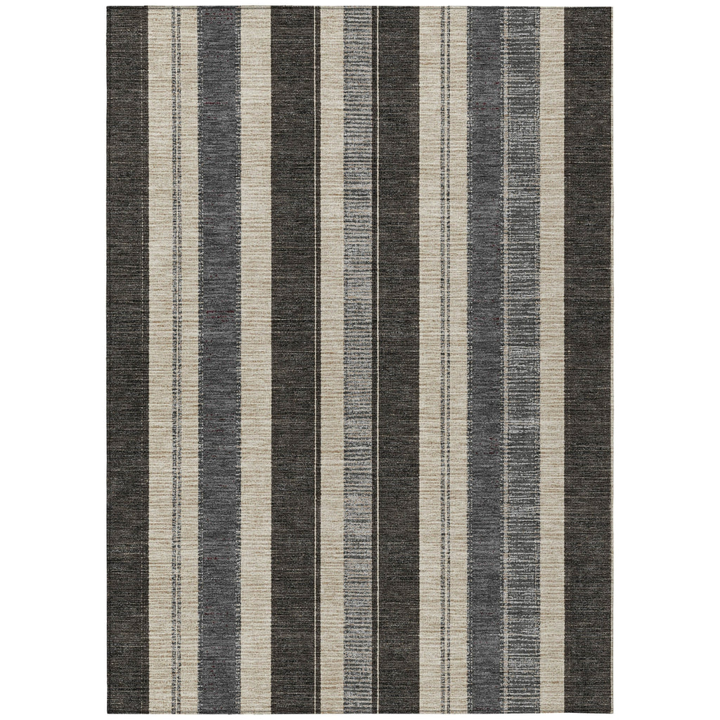 Piper Looms Chantille Stripes ACN1954 Black Machine Washable Area Rug main image