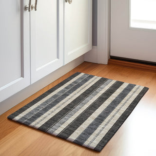 Piper Looms Chantille Stripes ACN1954 Black Machine Washable Area Rug Scatter Lifestyle Image Feature
