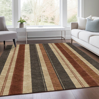 Piper Looms Chantille Stripes ACN1954 Chocolate Machine Washable Area Rug Lifestyle Image Feature
