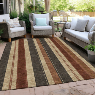 Piper Looms Chantille Stripes ACN1954 Chocolate Machine Washable Area Rug Outdoor Lifestyle Image Feature