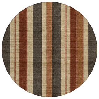 Piper Looms Chantille Stripes ACN1954 Chocolate Machine Washable Area Rug Round Main Image