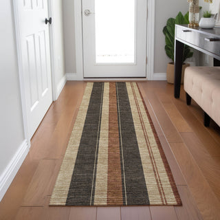 Piper Looms Chantille Stripes ACN1954 Chocolate Machine Washable Area Rug Runner Lifestyle Image Feature