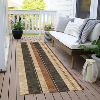 Piper Looms Chantille Stripes ACN1954 Chocolate Machine Washable Area Rug Runner Outdoor Lifestyle Image Feature