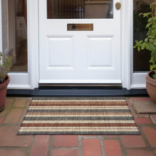 Piper Looms Chantille Stripes ACN1954 Chocolate Machine Washable Area Rug Scatter Outdoor Lifestyle Image Feature