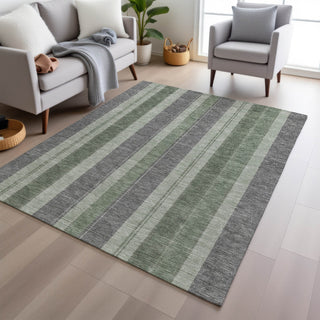 Piper Looms Chantille Stripes ACN1954 Green Machine Washable Area Rug Lifestyle Image Feature