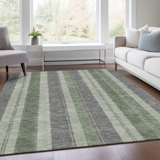 Piper Looms Chantille Stripes ACN1954 Green Machine Washable Area Rug Lifestyle Image Feature