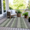 Piper Looms Chantille Stripes ACN1954 Green Machine Washable Area Rug Outdoor Lifestyle Image Feature