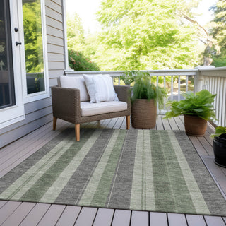 Piper Looms Chantille Stripes ACN1954 Green Machine Washable Area Rug Outdoor Lifestyle Image Feature