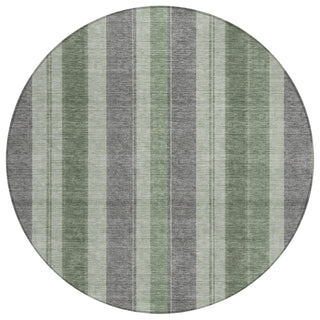 Piper Looms Chantille Stripes ACN1954 Green Machine Washable Area Rug Round Main Image