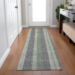 Piper Looms Chantille Stripes ACN1954 Green Machine Washable Area Rug Runner Lifestyle Image Feature