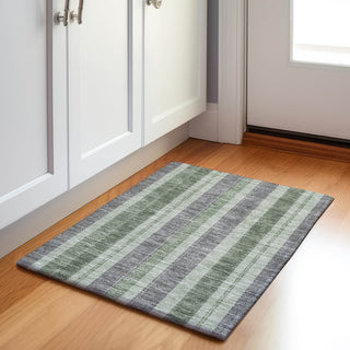 Piper Looms Chantille Stripes ACN1954 Green Machine Washable Area Rug Scatter Lifestyle Image Feature