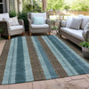 Piper Looms Chantille Stripes ACN1954 Teal Machine Washable Area Rug Outdoor Lifestyle Image Feature
