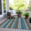 Piper Looms Chantille Stripes ACN1954 Teal Machine Washable Area Rug Outdoor Lifestyle Image Feature