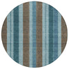 Piper Looms Chantille Stripes ACN1954 Teal Machine Washable Area Rug Round Main Image